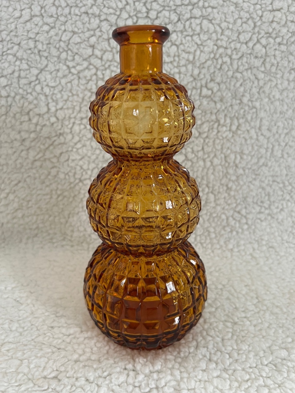 Empoli Diamond Amber Genie Bottle Decanter, Genie bottle Vase 10” tall, Italian